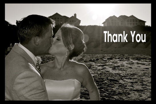 wedding kiss thank you postcard