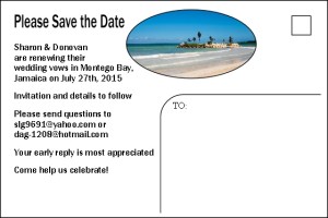 Destination Wedding Save The Date postcard back